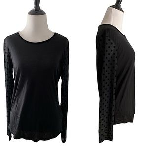 SCOTCH & SODA Mason Scotch Stardust 77 black sheer polkadot top Small like new